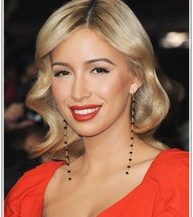 Mid length evening hairstyle old hollywood waves and middle part