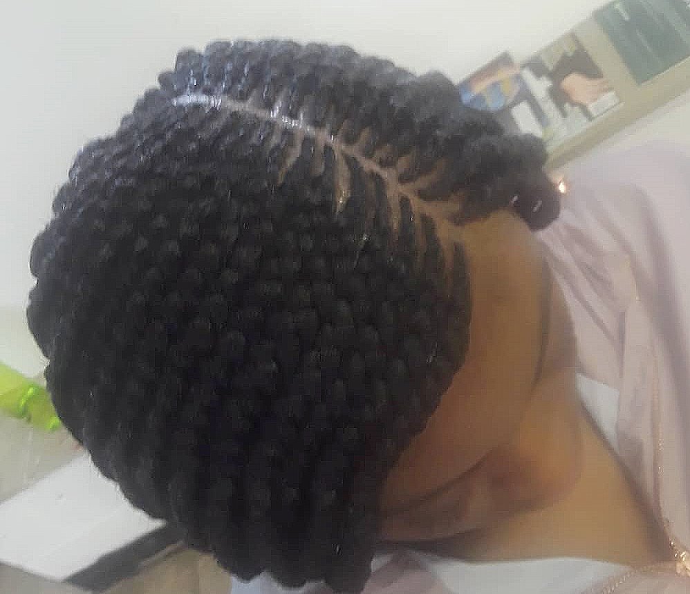 Box Braids with deep side part