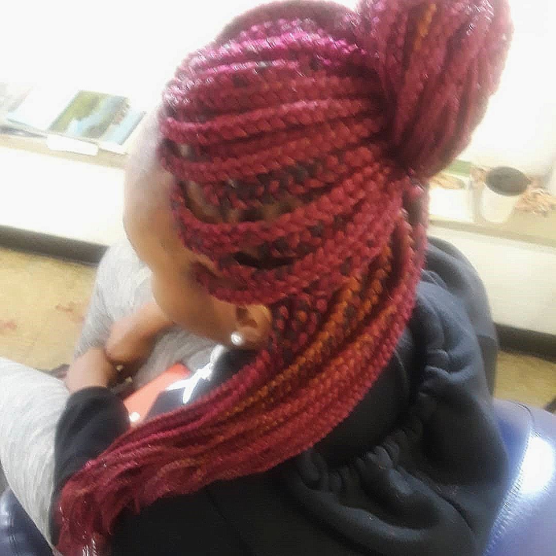 Box Braids with Red Color