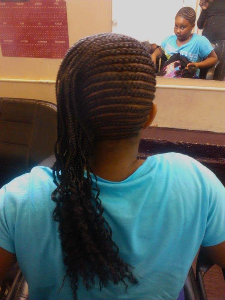 Feed in Braids Woman Long Hair back view