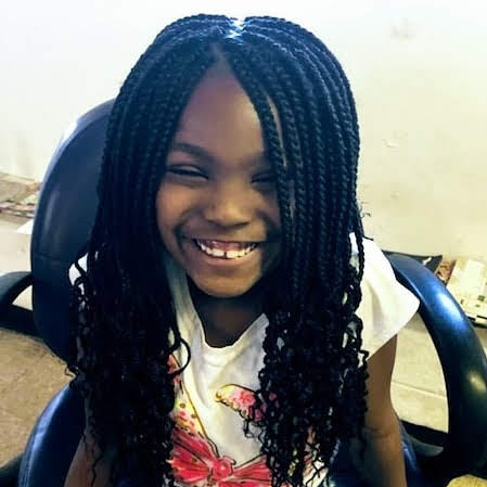 Young Girl Box Braids with Long Hair fron t view