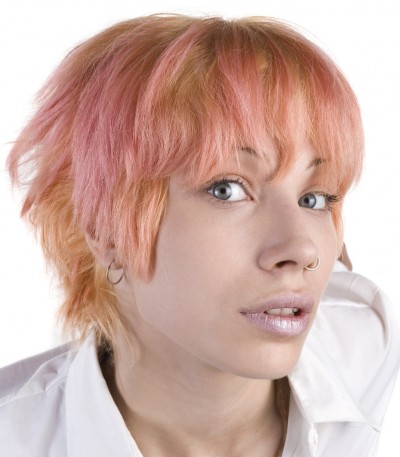 African American hairstyle short straight and pink