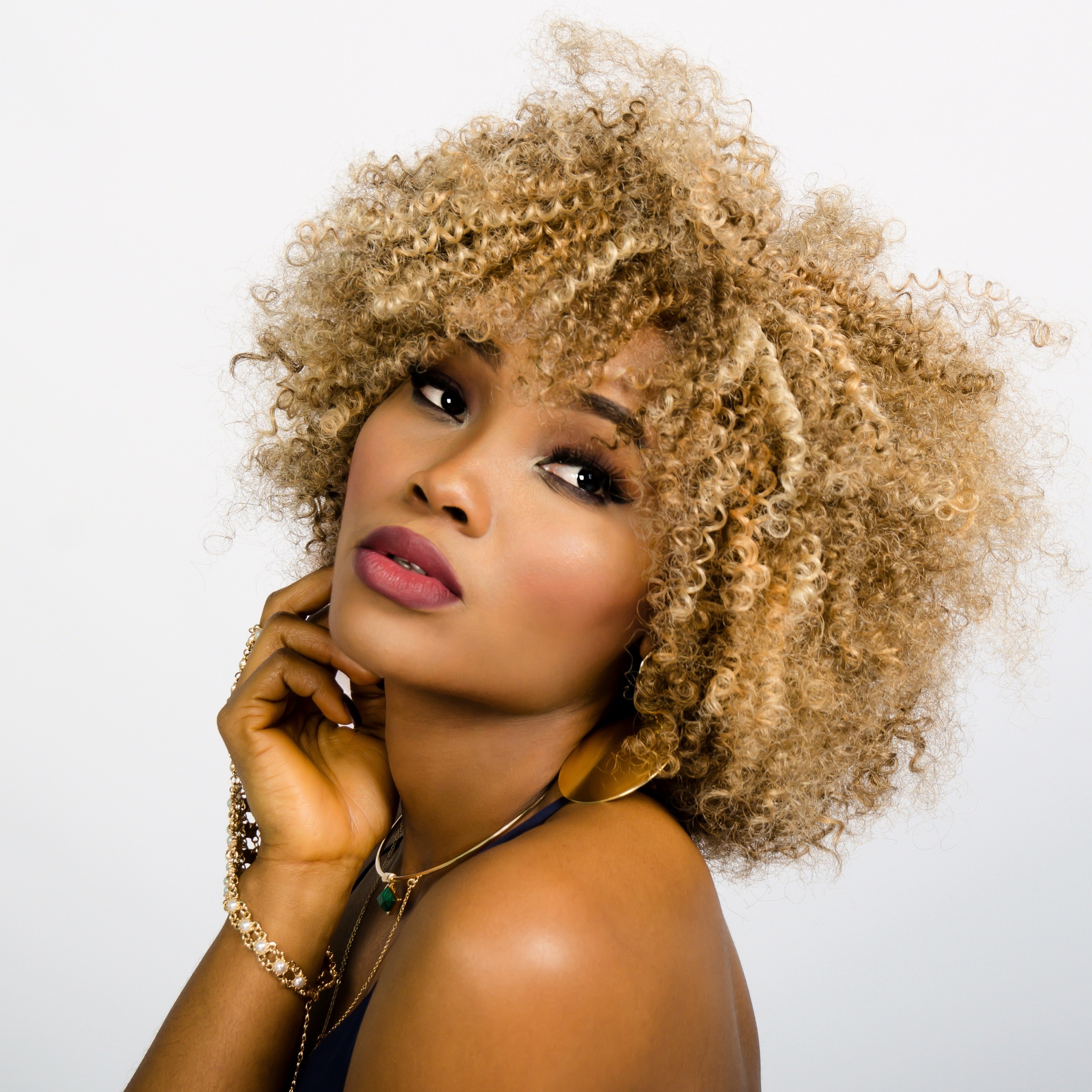 Blonde Afro Curly Hairstyle